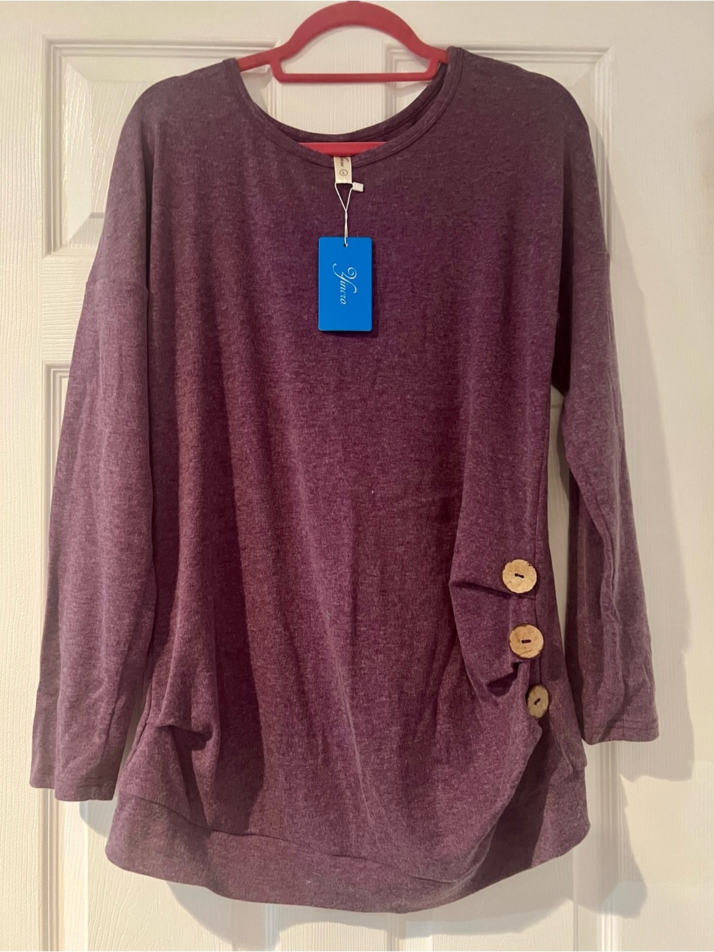 Women’s Plum Button-Sleeve Tunic Top